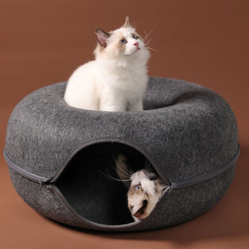 Cat Donut Bed - Cute Tunnel Design